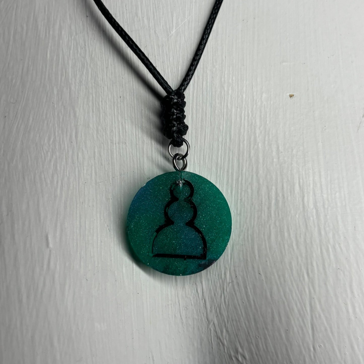 Forest Green Pawn - Handmade Resin Chess Necklace