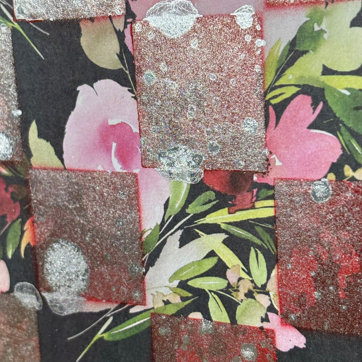 Shattered Red Flowers - Scrapbook Chess Board