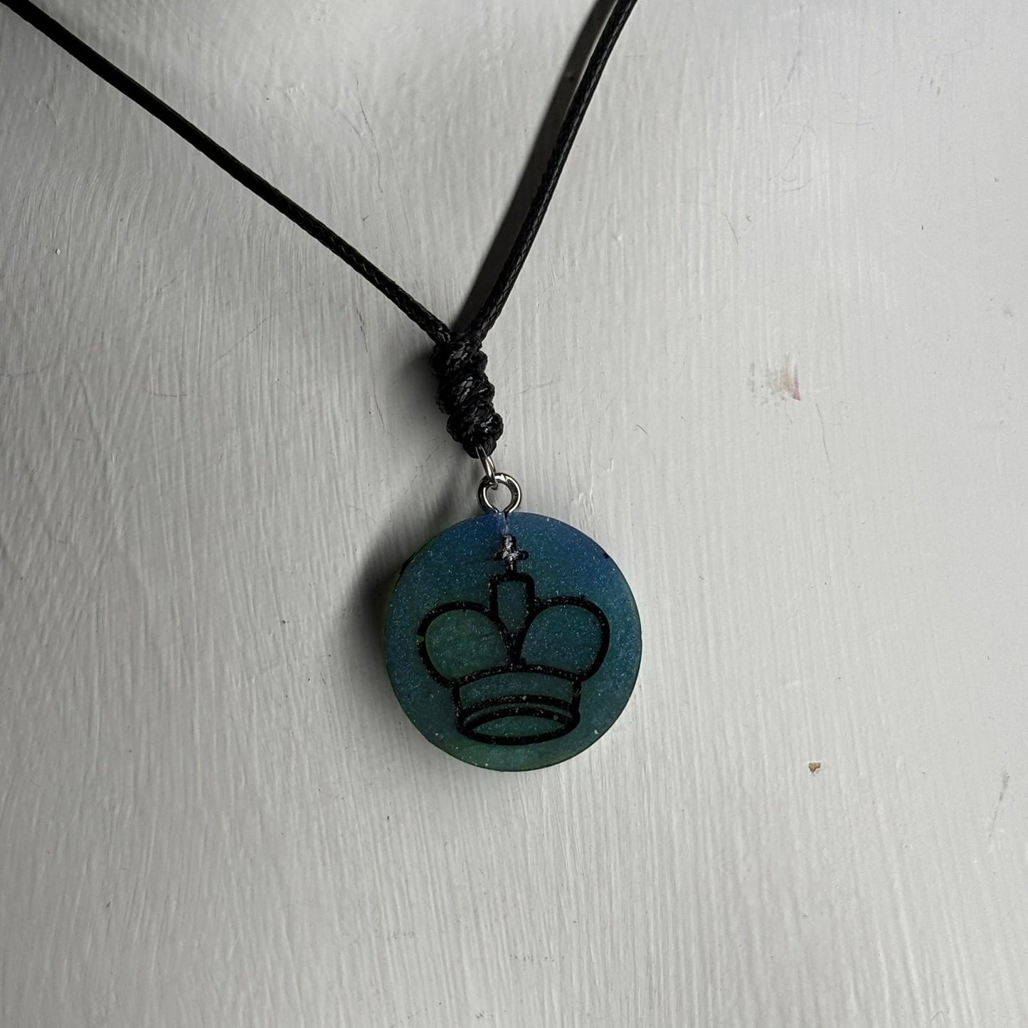 Green King - Handmade Resin Chess Necklace
