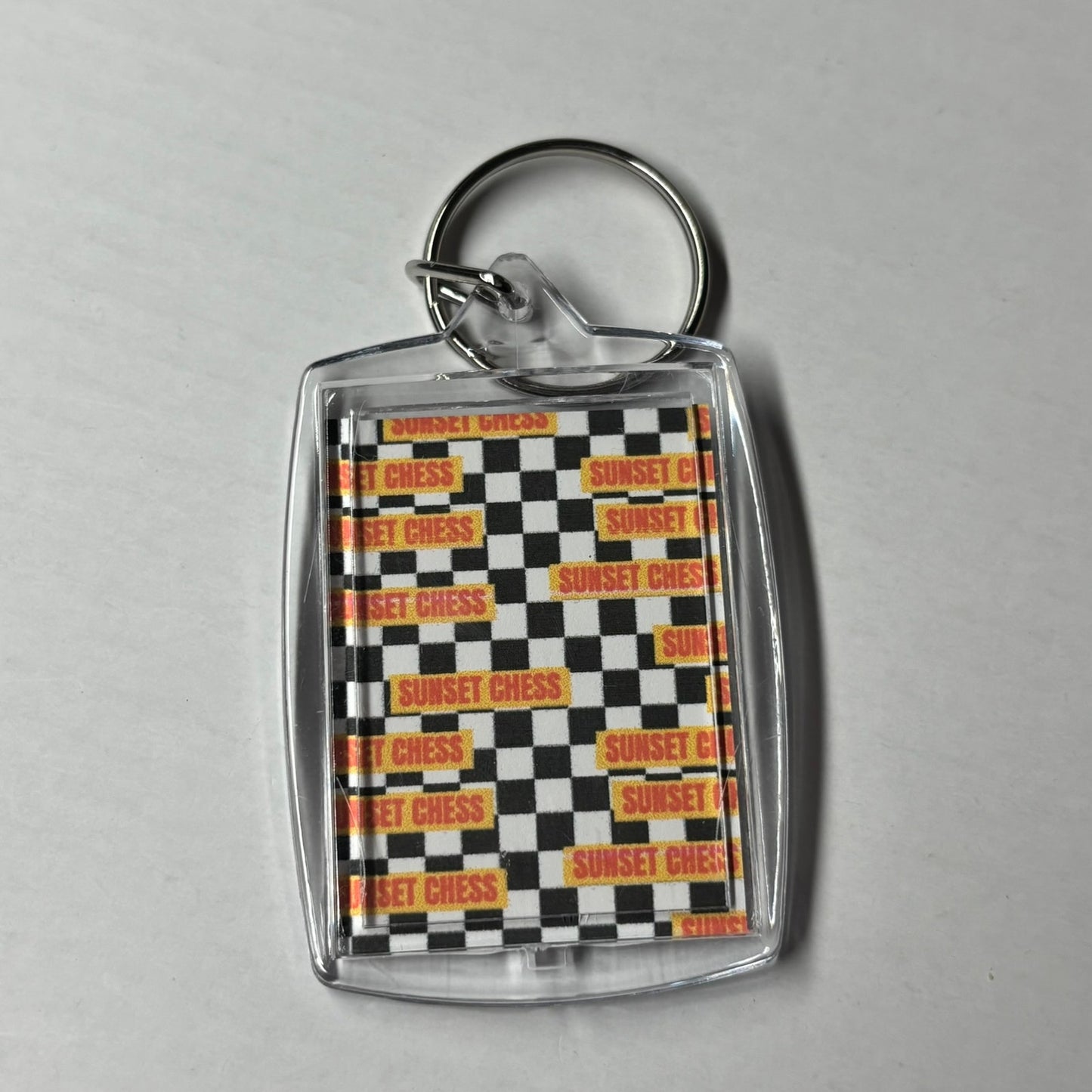 A Bee & Chess - Sunset Chess Photo Keychain