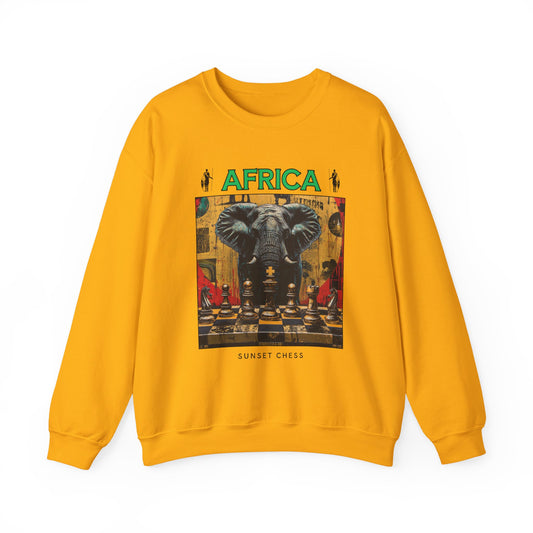 African Elephant - Yellow Gold Chess Crewneck Sweater