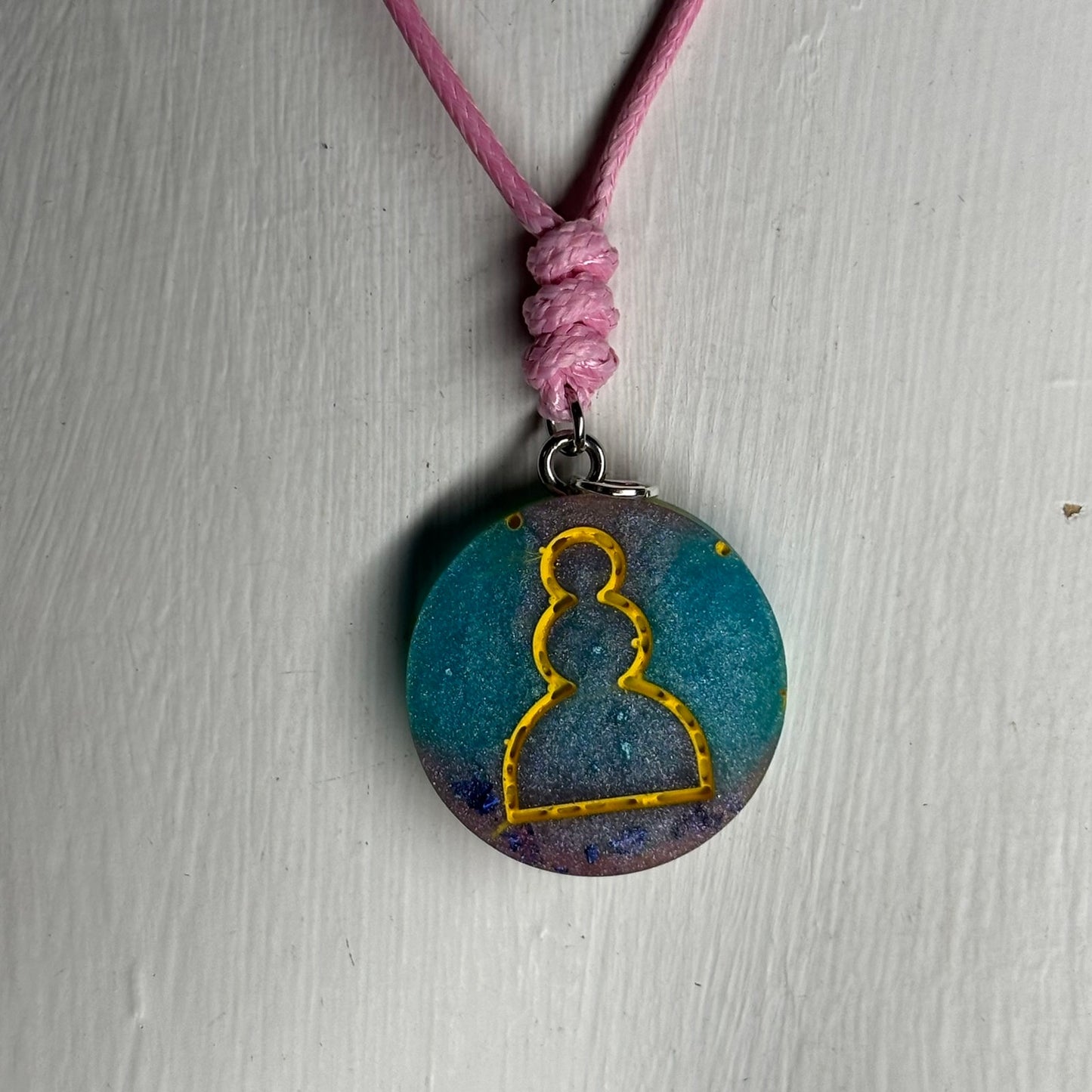 Miami Blue Pawn - Handmade Resin Chess Necklace