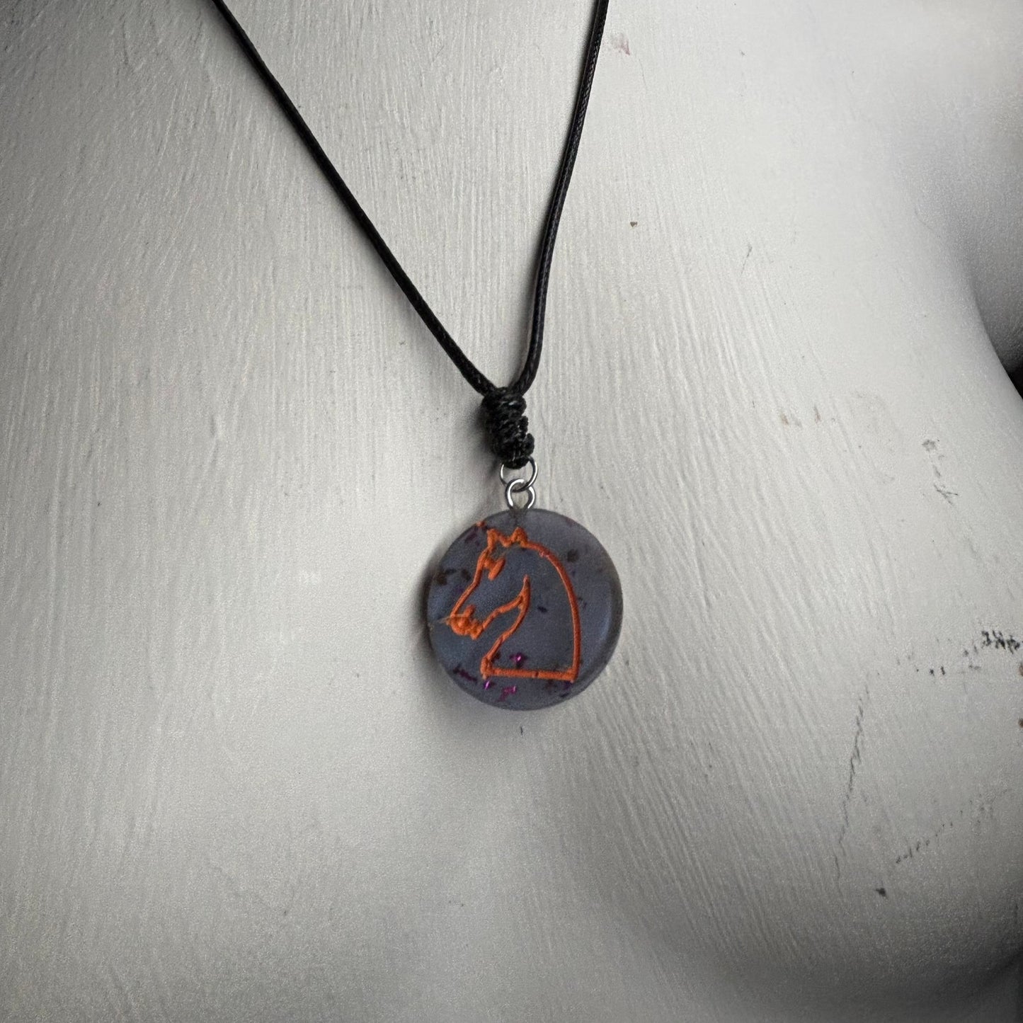 Cool Blue Knight - Handmade Resin Chess Necklace