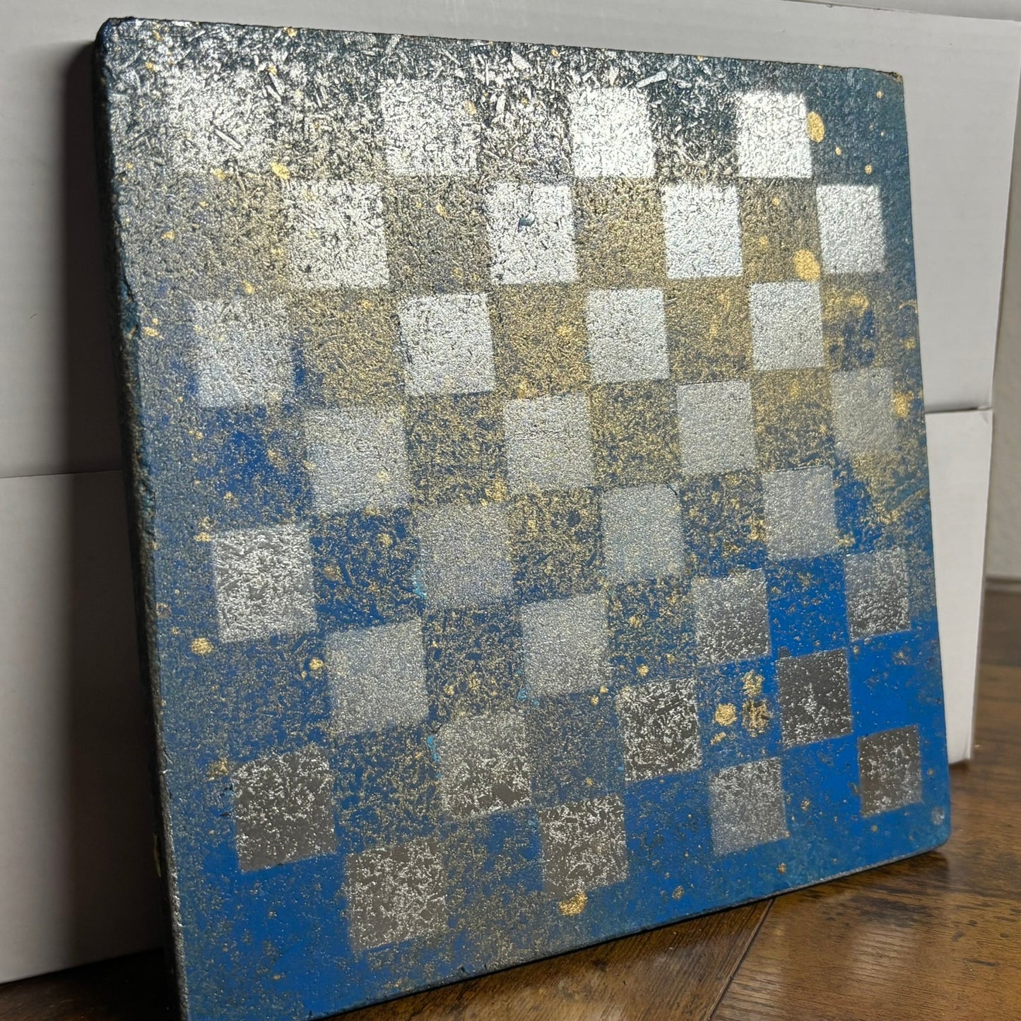 Golden Purple Blue - Painted Double Sided Chess Board