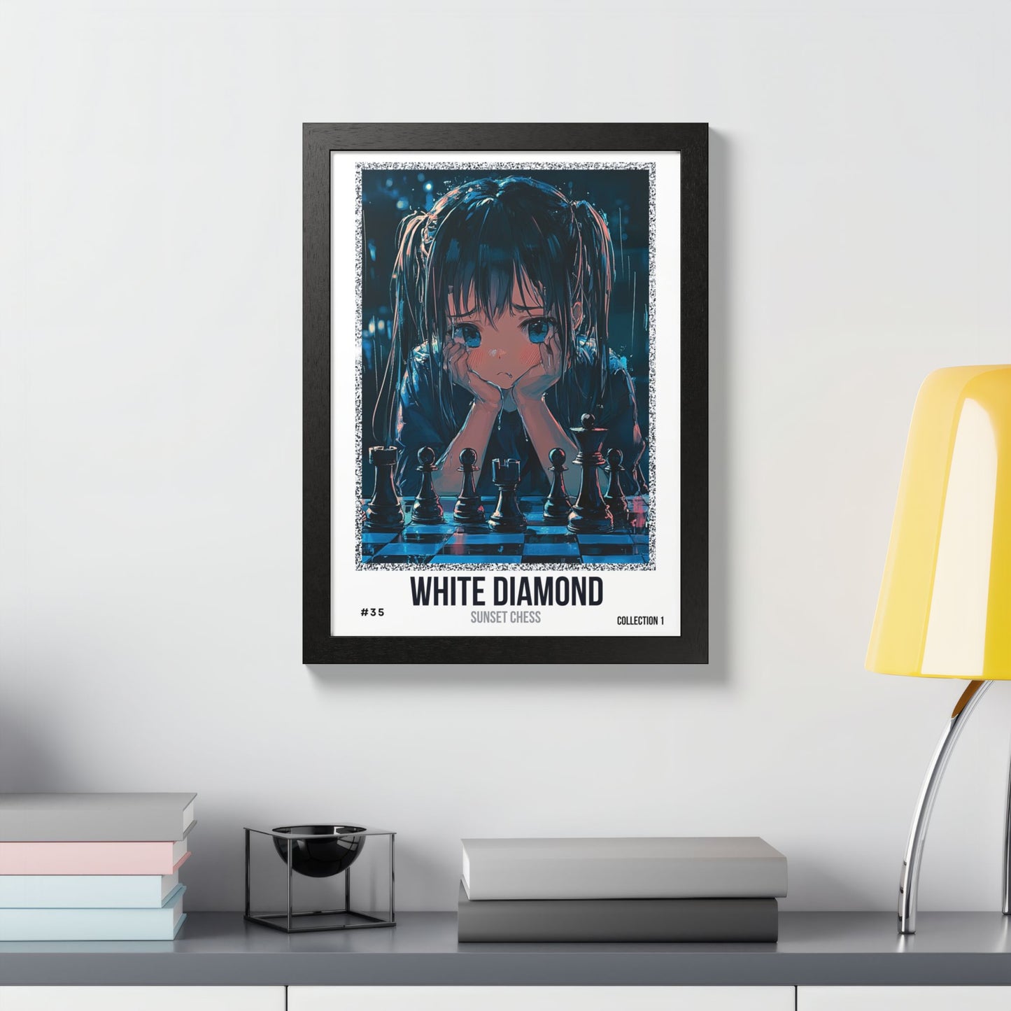 White Diamond - Collection 1 Card #35 - Sunset Card Poster Framed 12"x16"