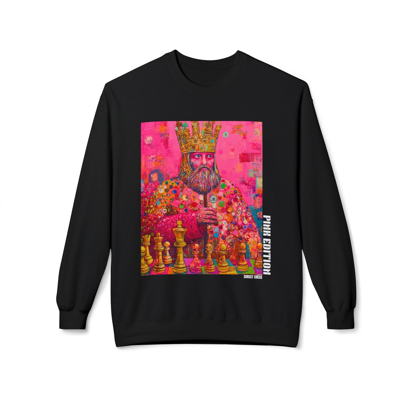 The Mushroom King - Black Chess Crewneck Sweater