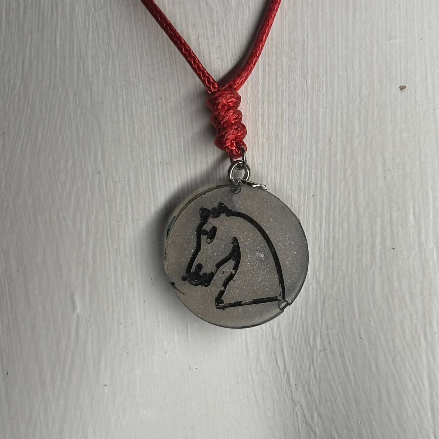 Silver Knight - Handmade Resin Chess Necklace