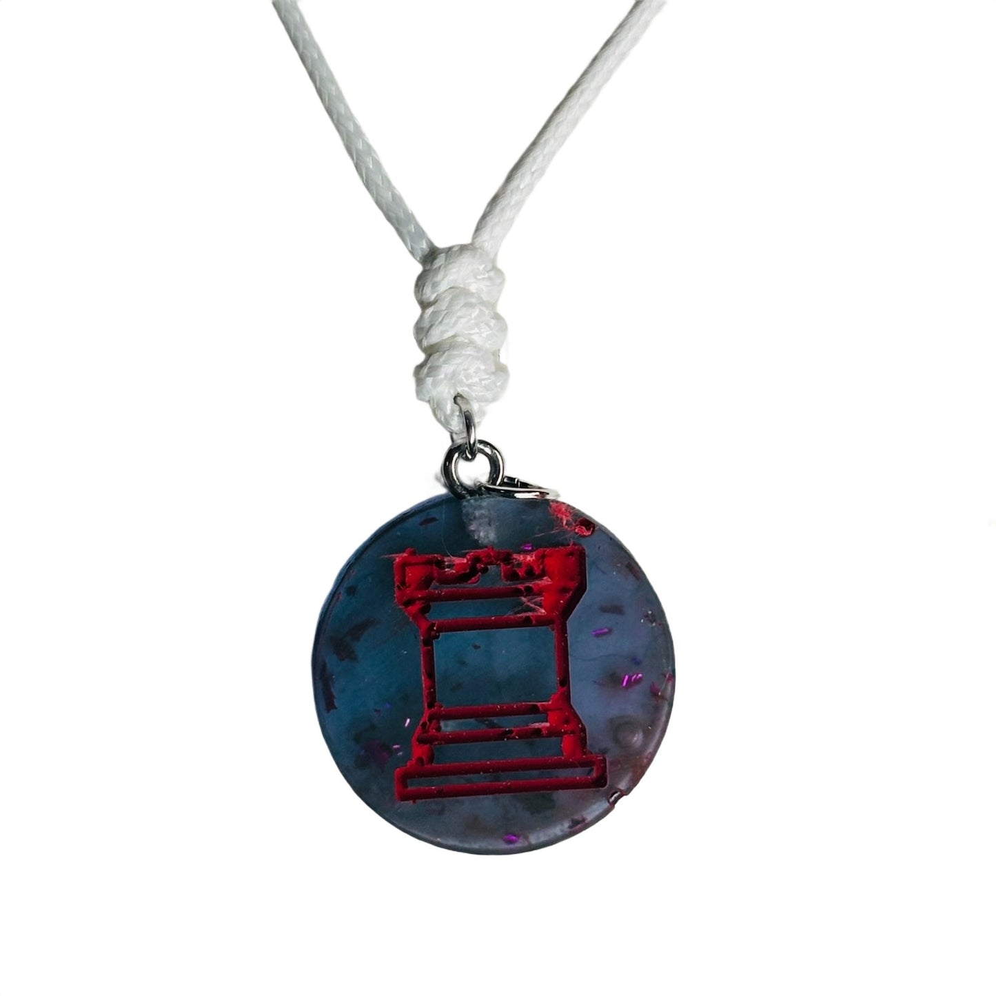 Purple Red Rook - Handmade Resin Chess Necklace