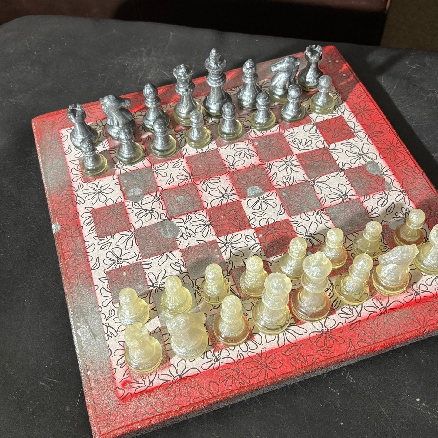 Silver Mist Red - Scrapbook Chess Set