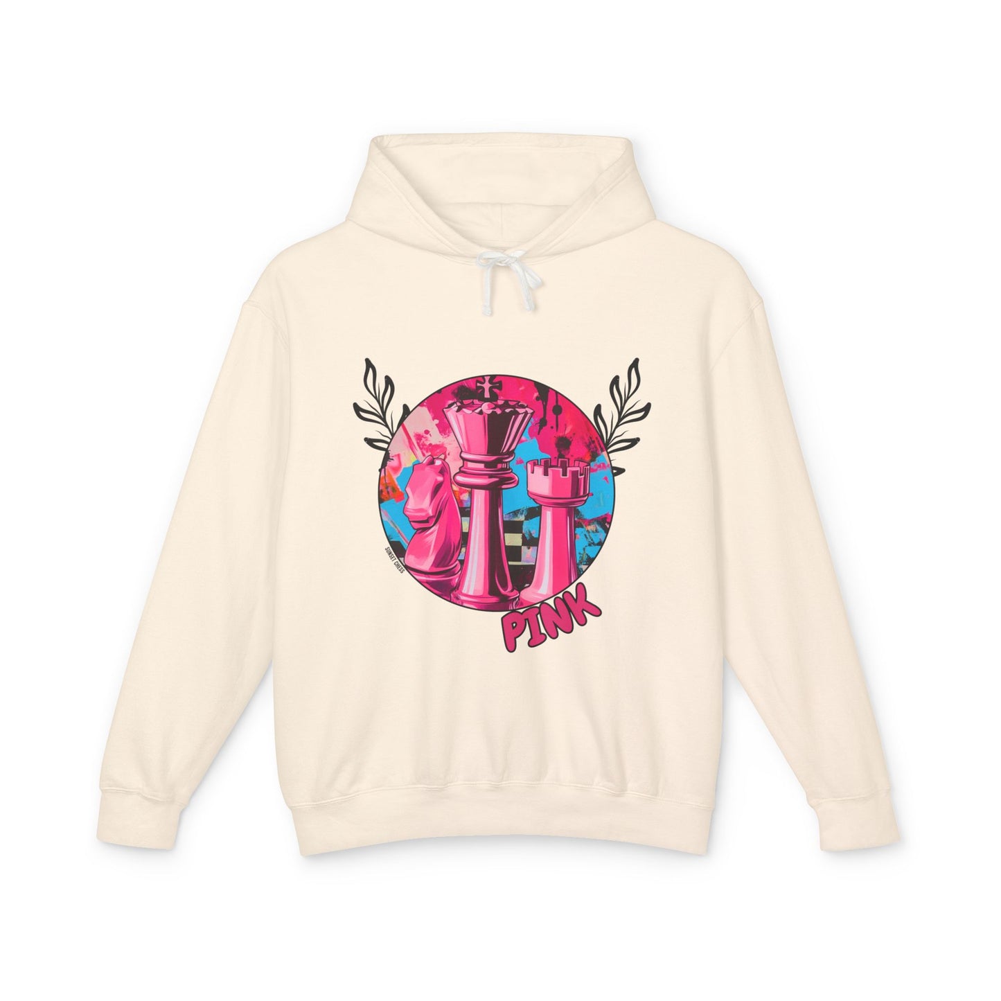 Cream Pink Chess - Tan Hoodie