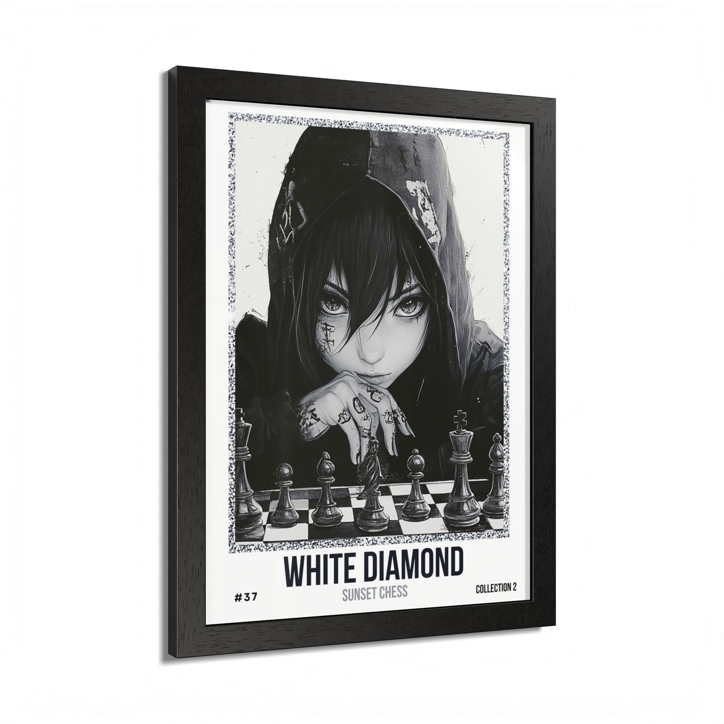 White Diamond - Collection 2 Card #37 - Sunset Card Poster Framed 12"x16"