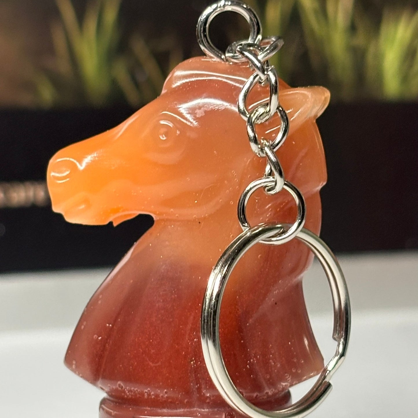 Burnt Orange Knight - Handmade Resin Keychain - Large Edition