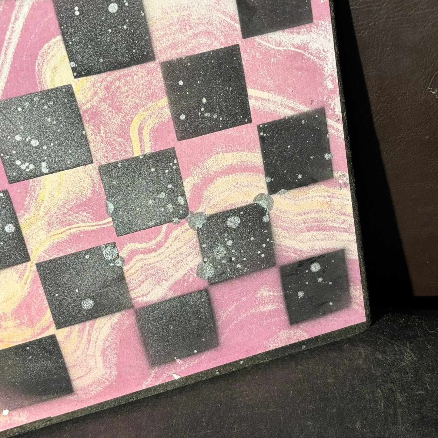 Pink Swirl - Scrapbook Chess Board