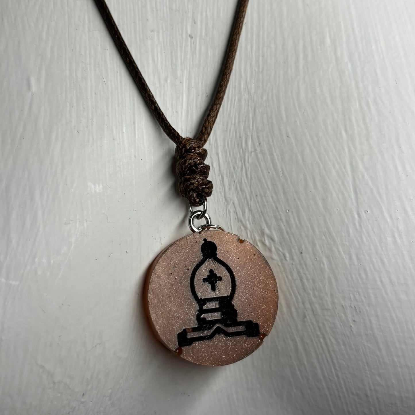 Brown Bishop - Handmade Resin Chess Necklace