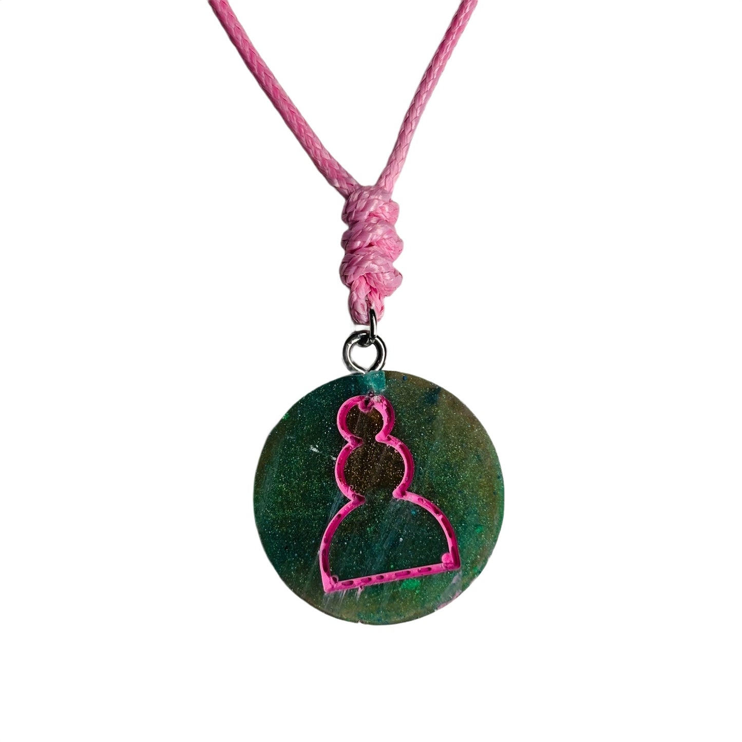 Forest Pink Pawn - Handmade Resin Chess Necklace