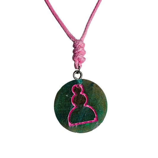 Forest Pink Pawn - Handmade Resin Chess Necklace