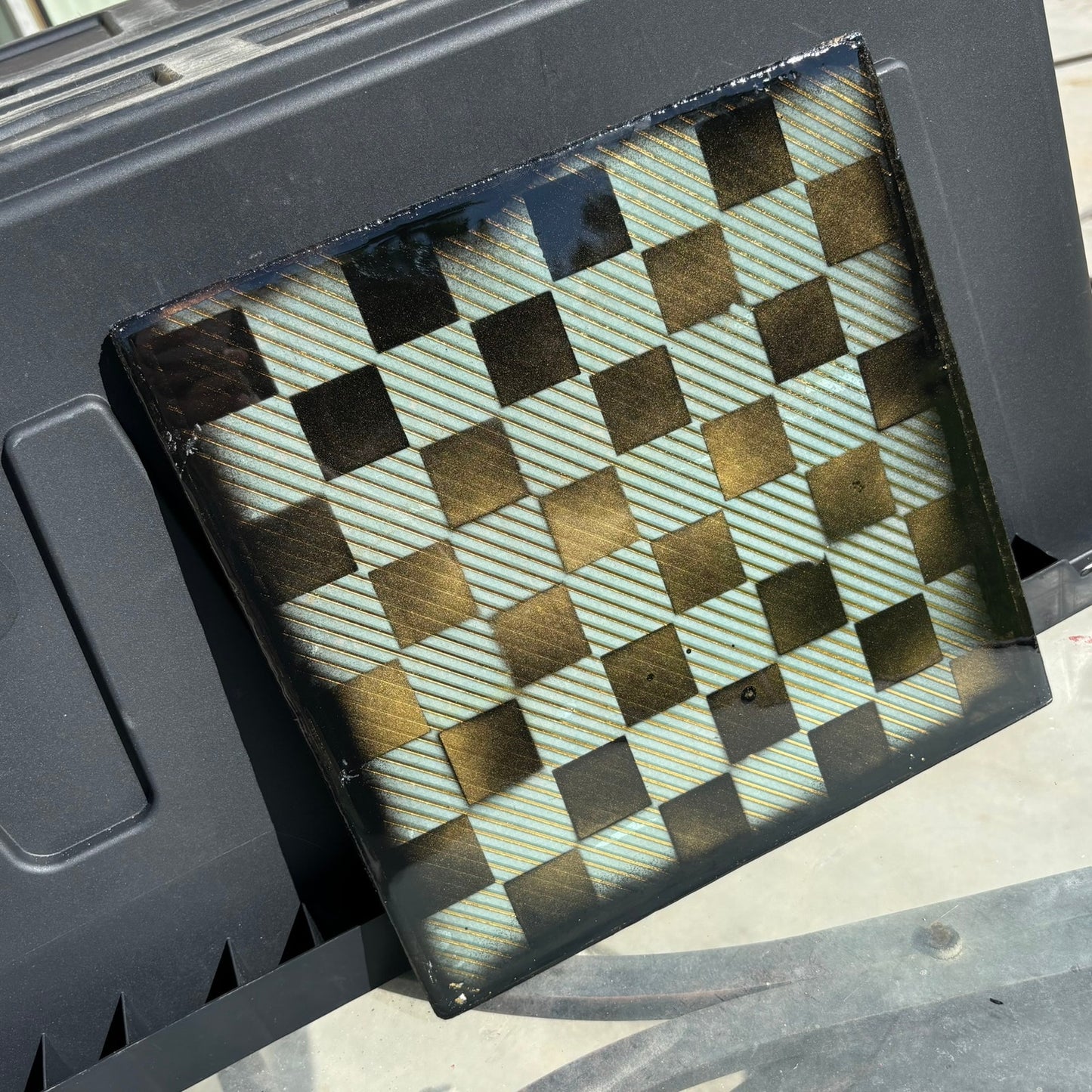 Golden Green - Resin Coated Chess Board
