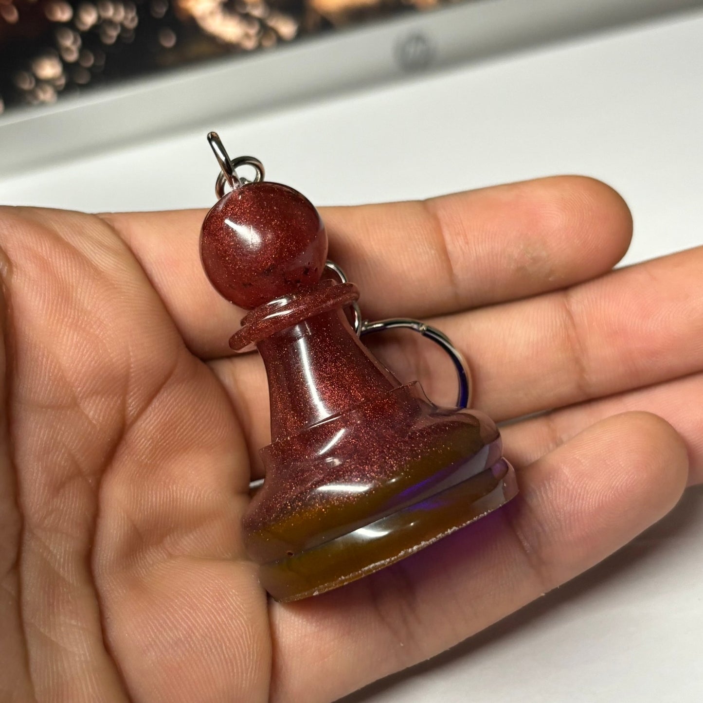 Beautiful Violet Pawn - handmade Resin Keychain - Large Edition
