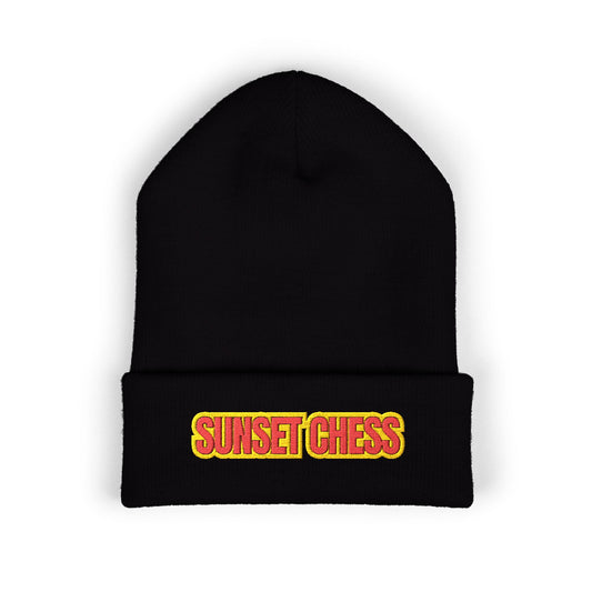 Sunset Chess Drip- Black Beanie
