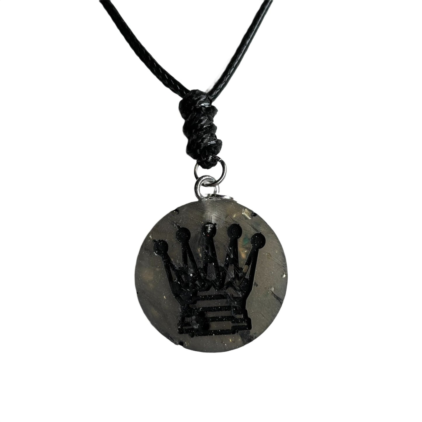 Silver Queen - Handmade Resin Chess Necklace