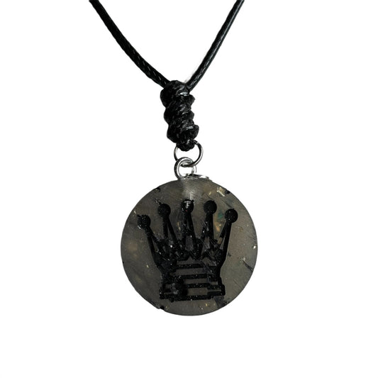 Silver Queen - Handmade Resin Chess Necklace
