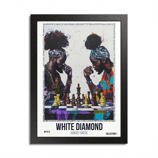 White Diamond - Collection 1 Card #02 - Sunset Card Poster Framed 12"x16"