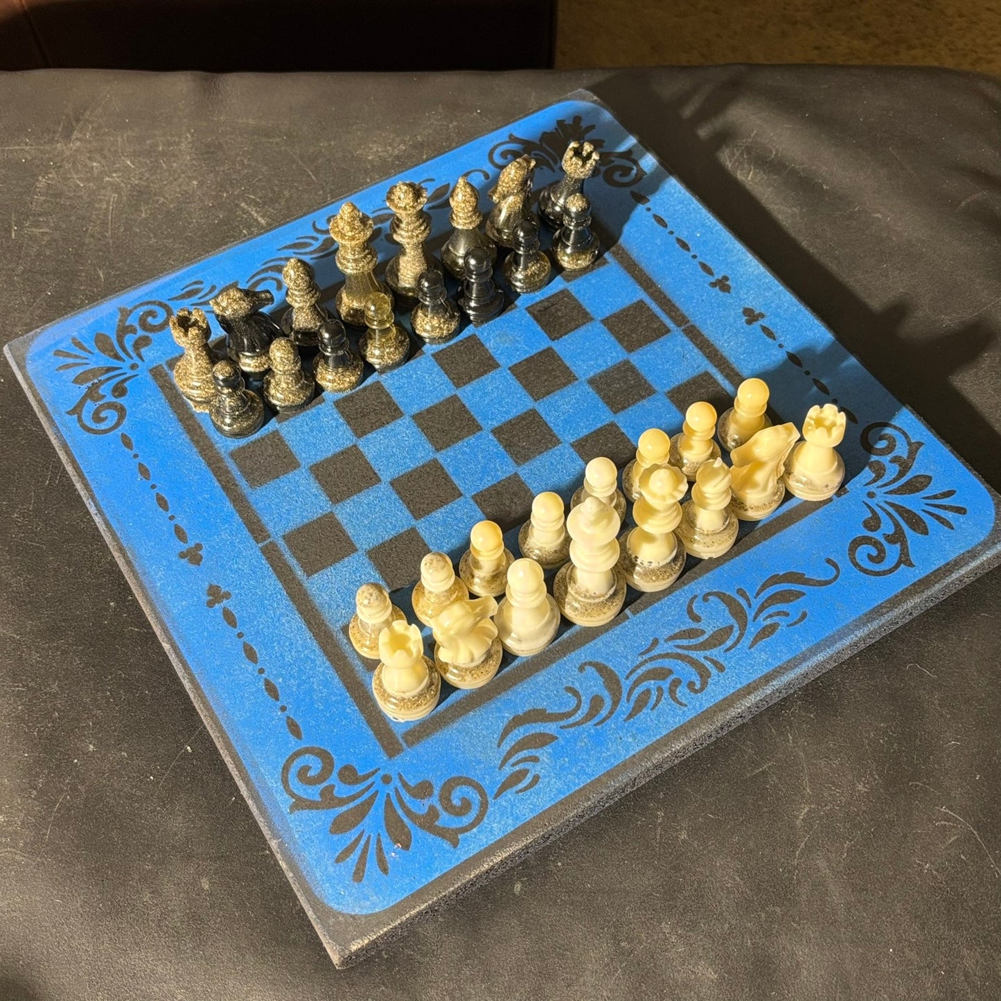 Supreme Blue & Black - Painted Chess Set