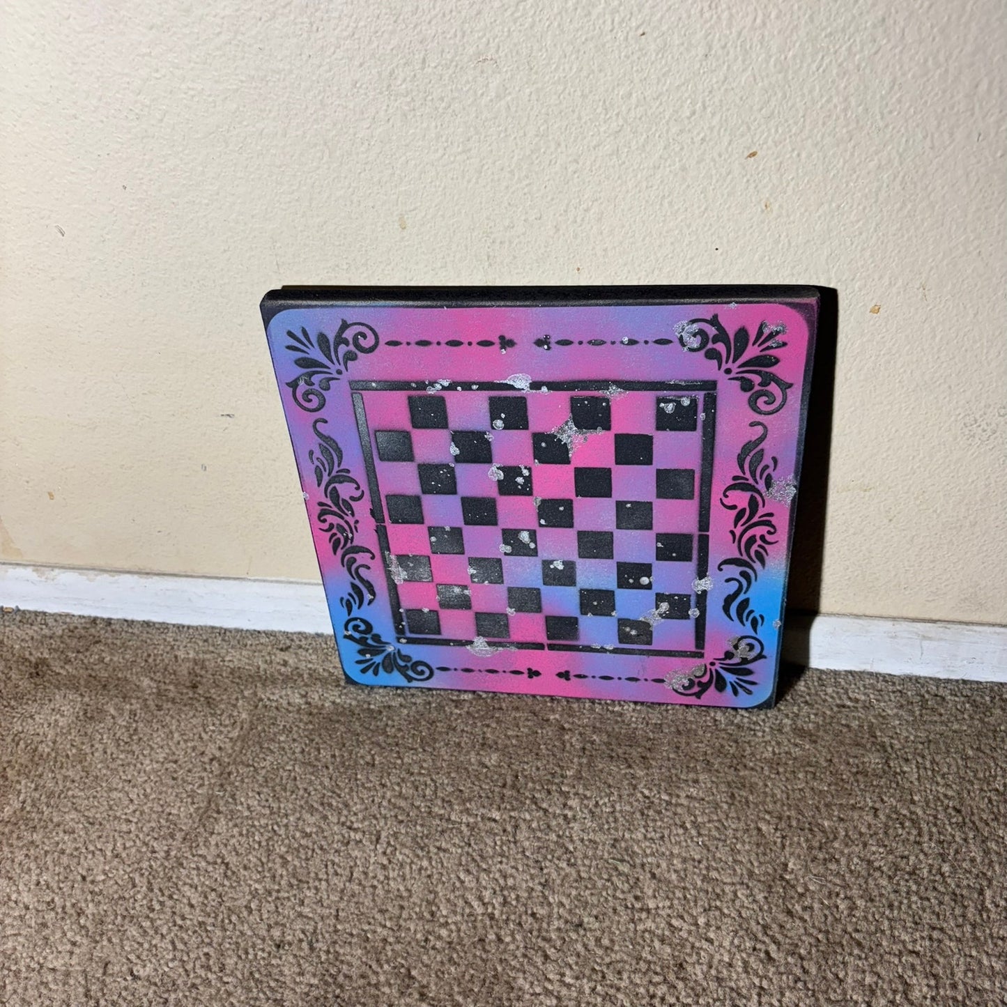Space Purple  - Painted Chess Board