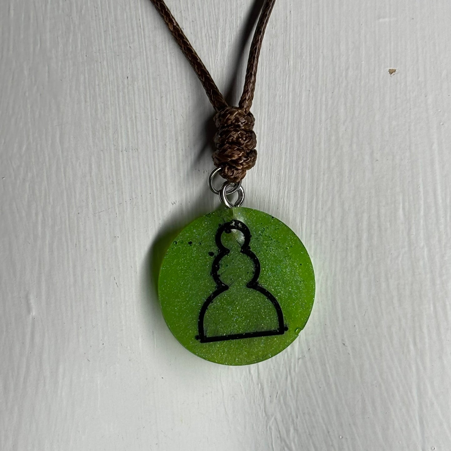 Green Vintage Pawn - Handmade Resin Chess Necklace