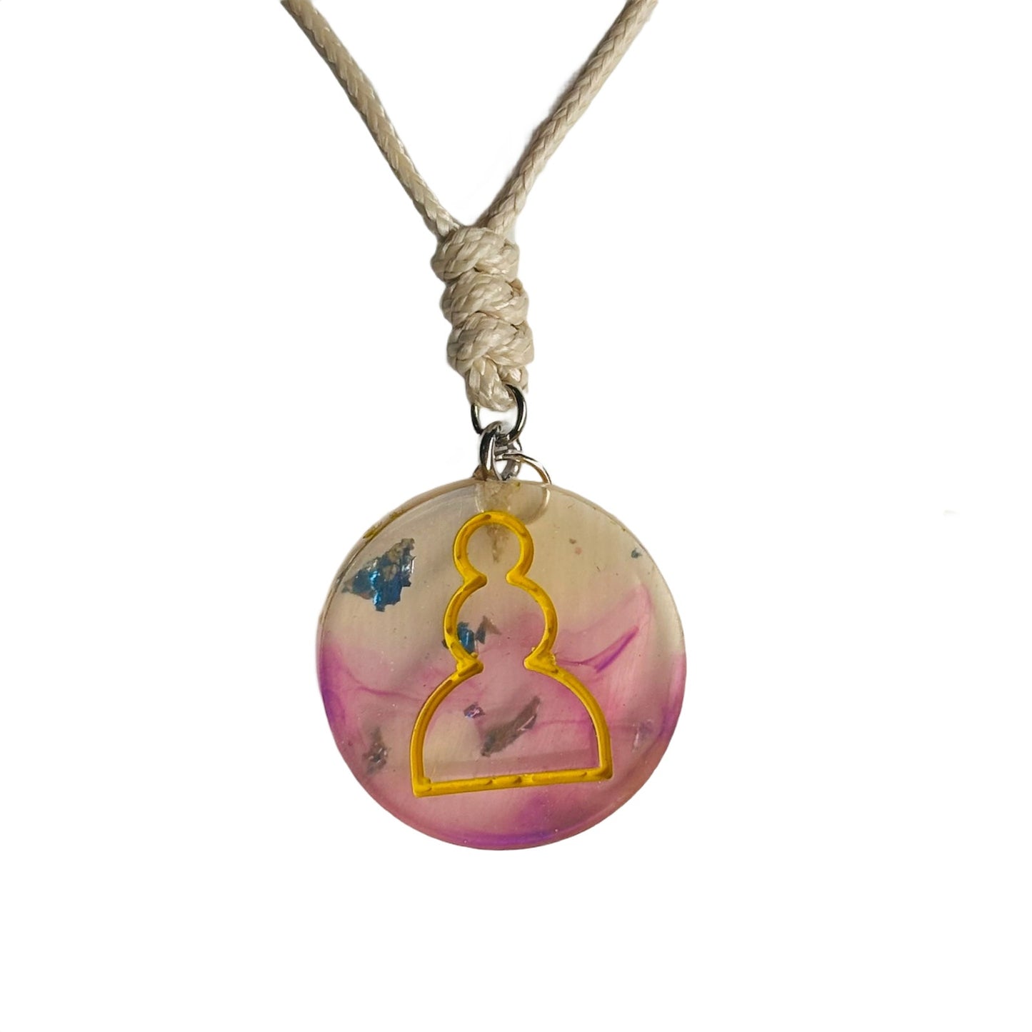 Cosmic Tan Pawn - Handmade Resin Chess Necklace