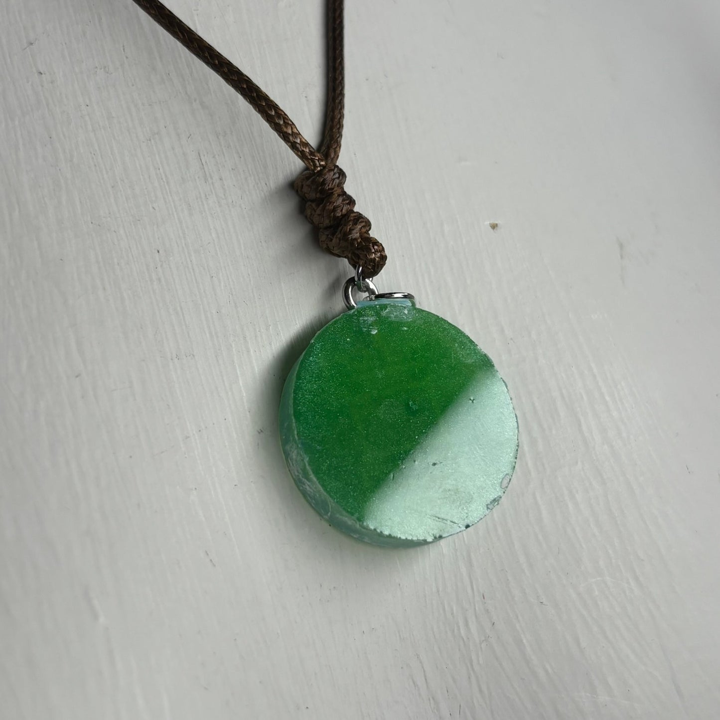 Blue/Green Rook - Handmade Resin Chess Necklace