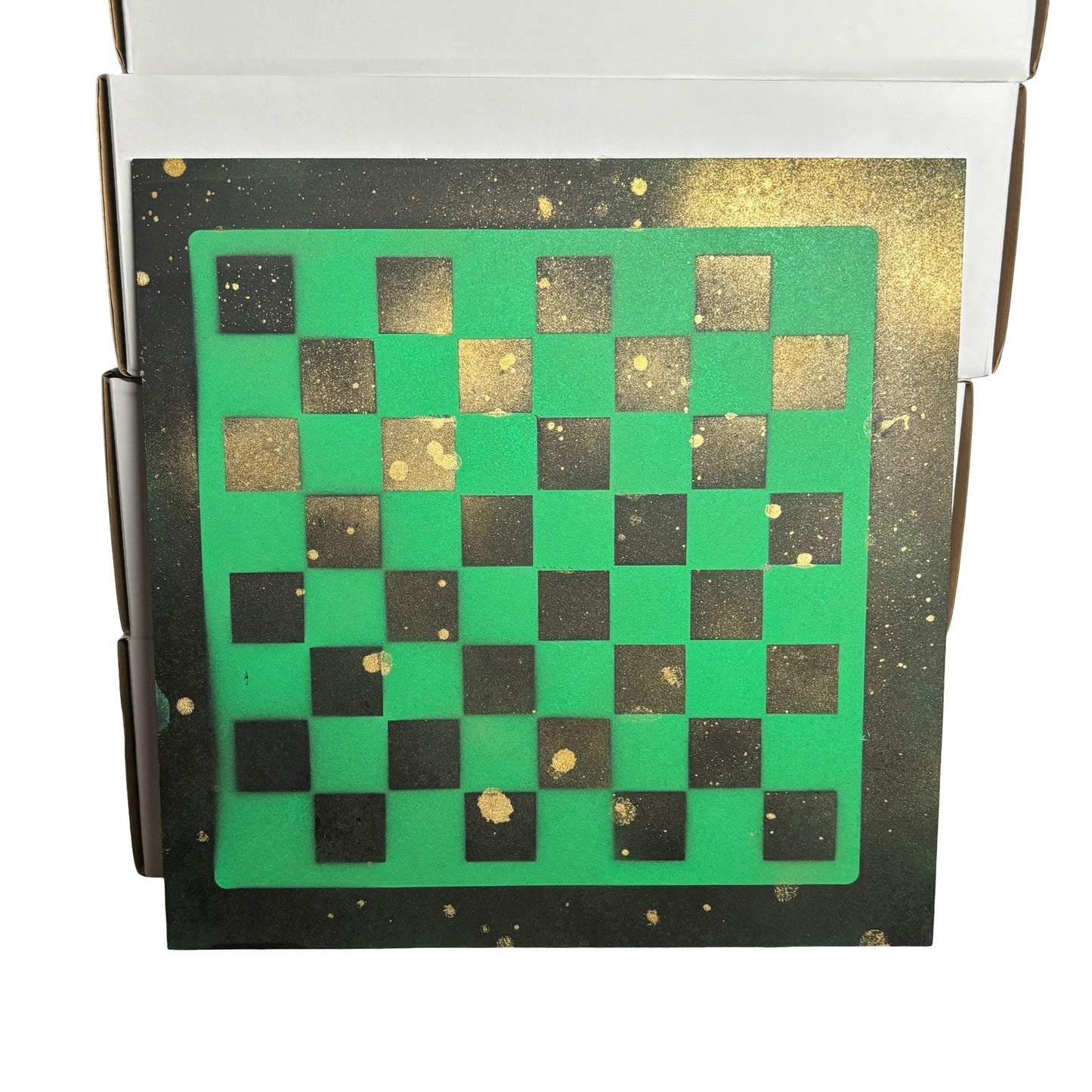 Golden Green & Black - Painted Chess Board
