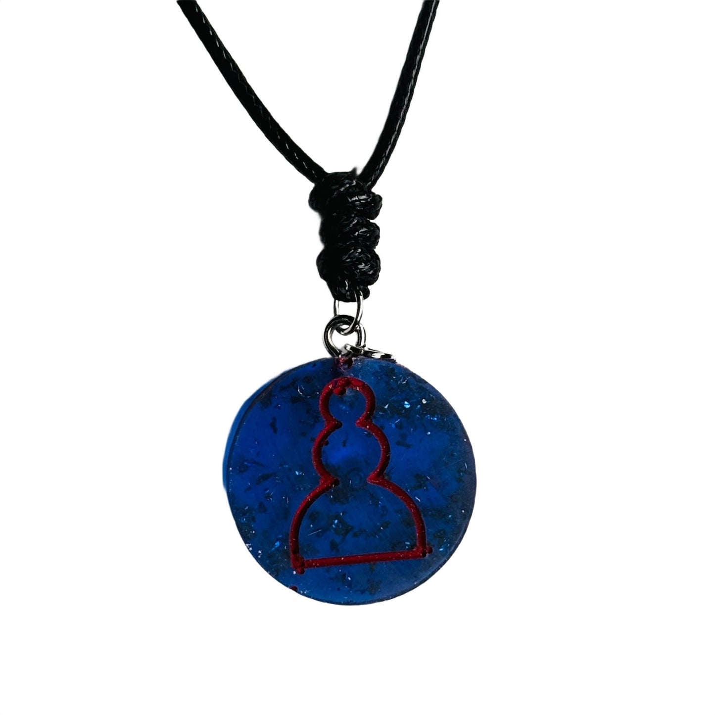 Simple Blue Pawn - Handmade Resin Chess Necklace