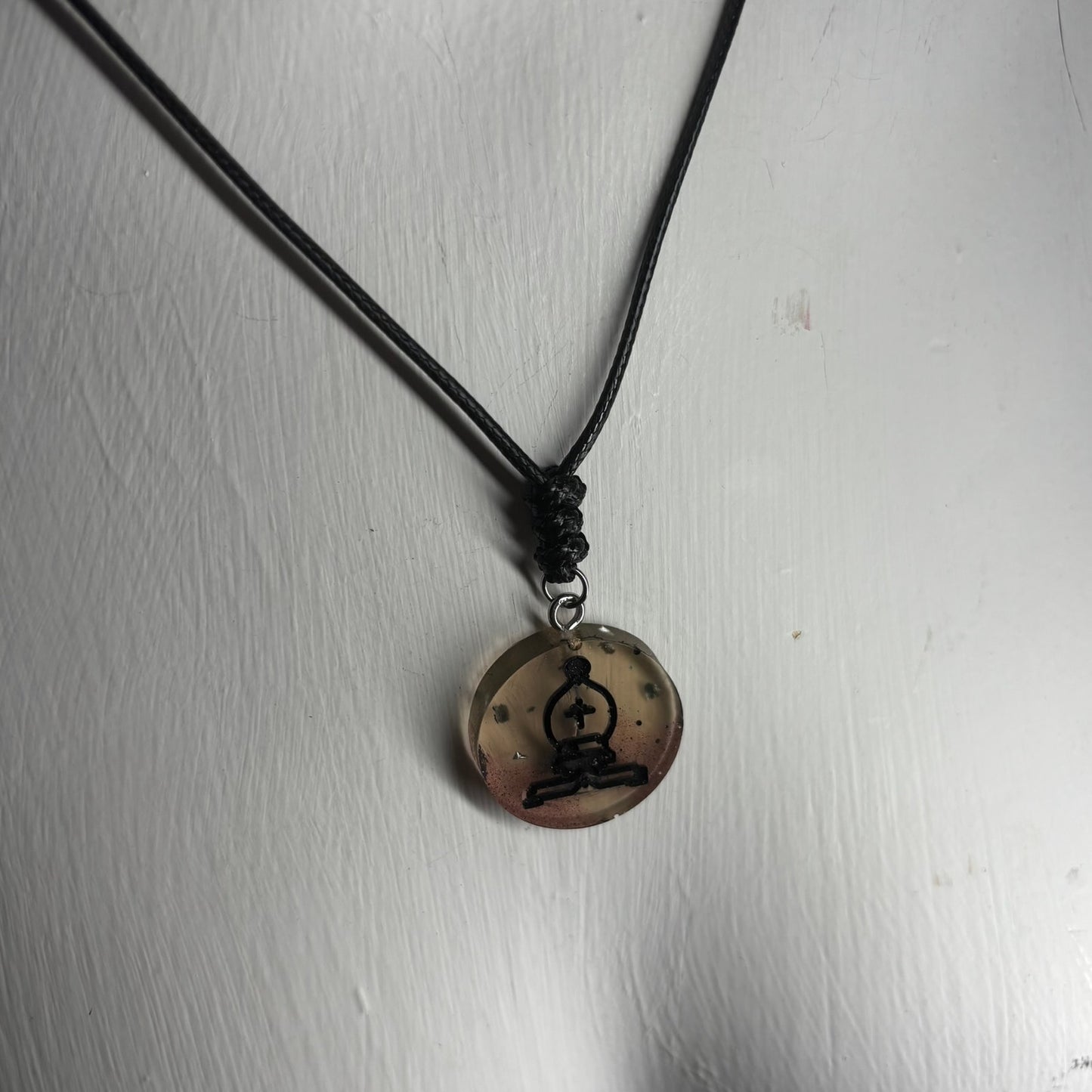 Translucent Coffee Bishop - Handmade Resin Chess Necklace