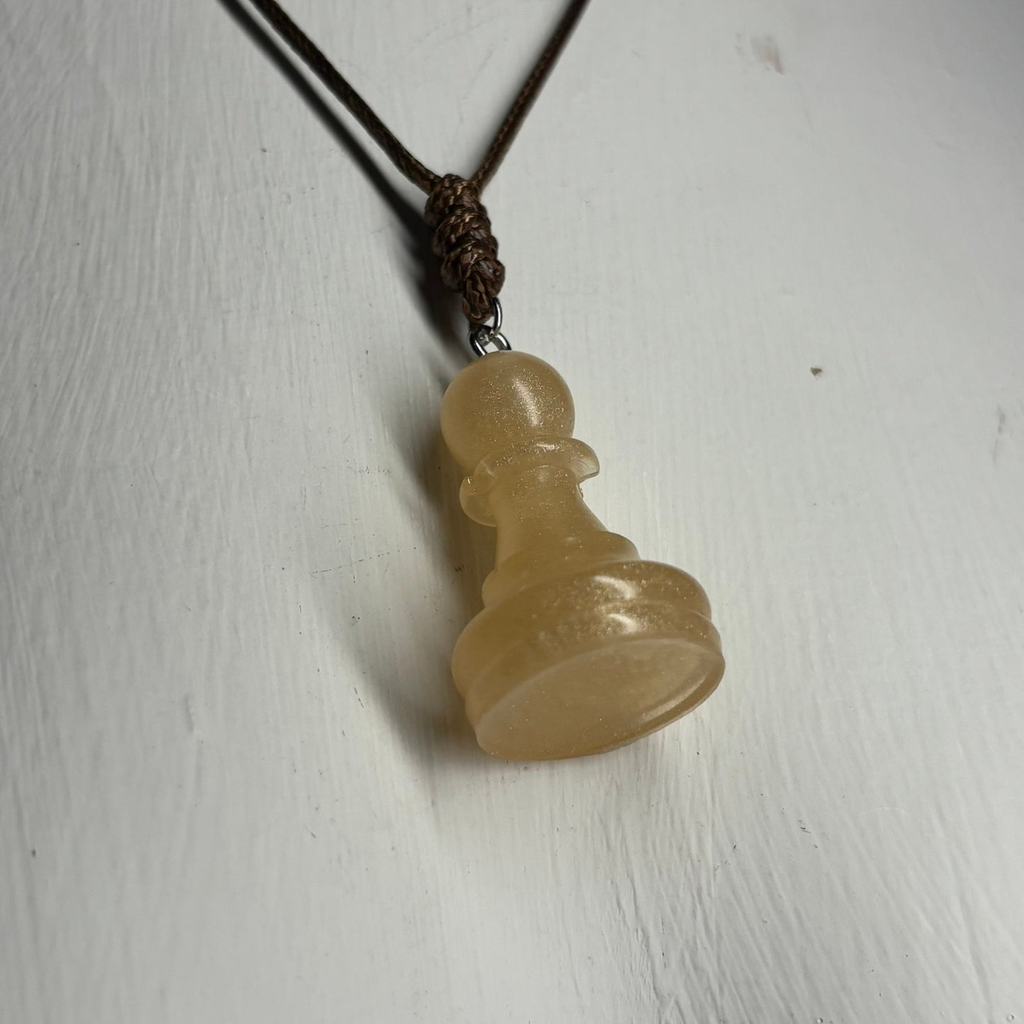 Vintage Yellow Pawn- Handmade Resin Chess Necklace