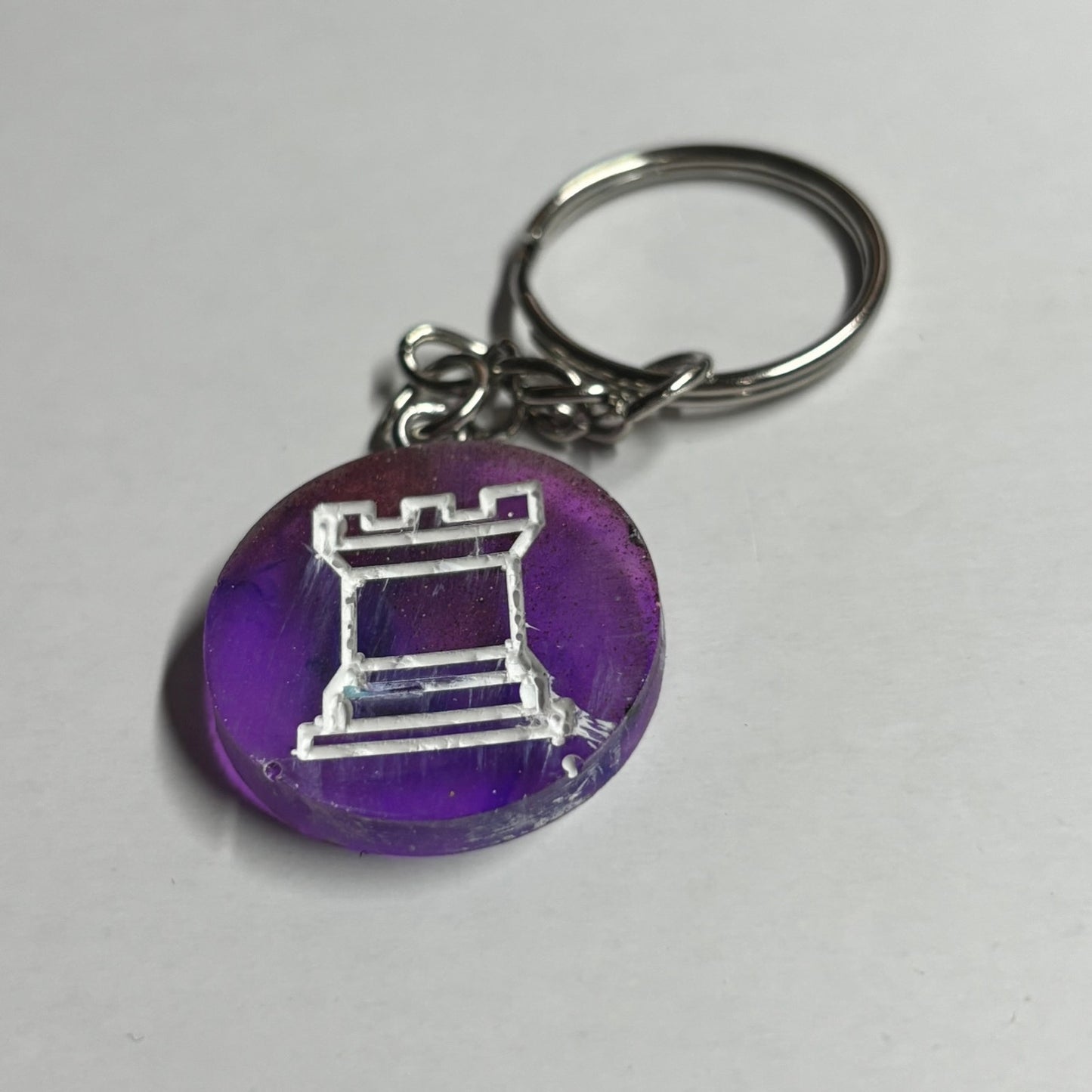 Swirly Purple Rook - Handmade Resin Keychain - Flat Edition