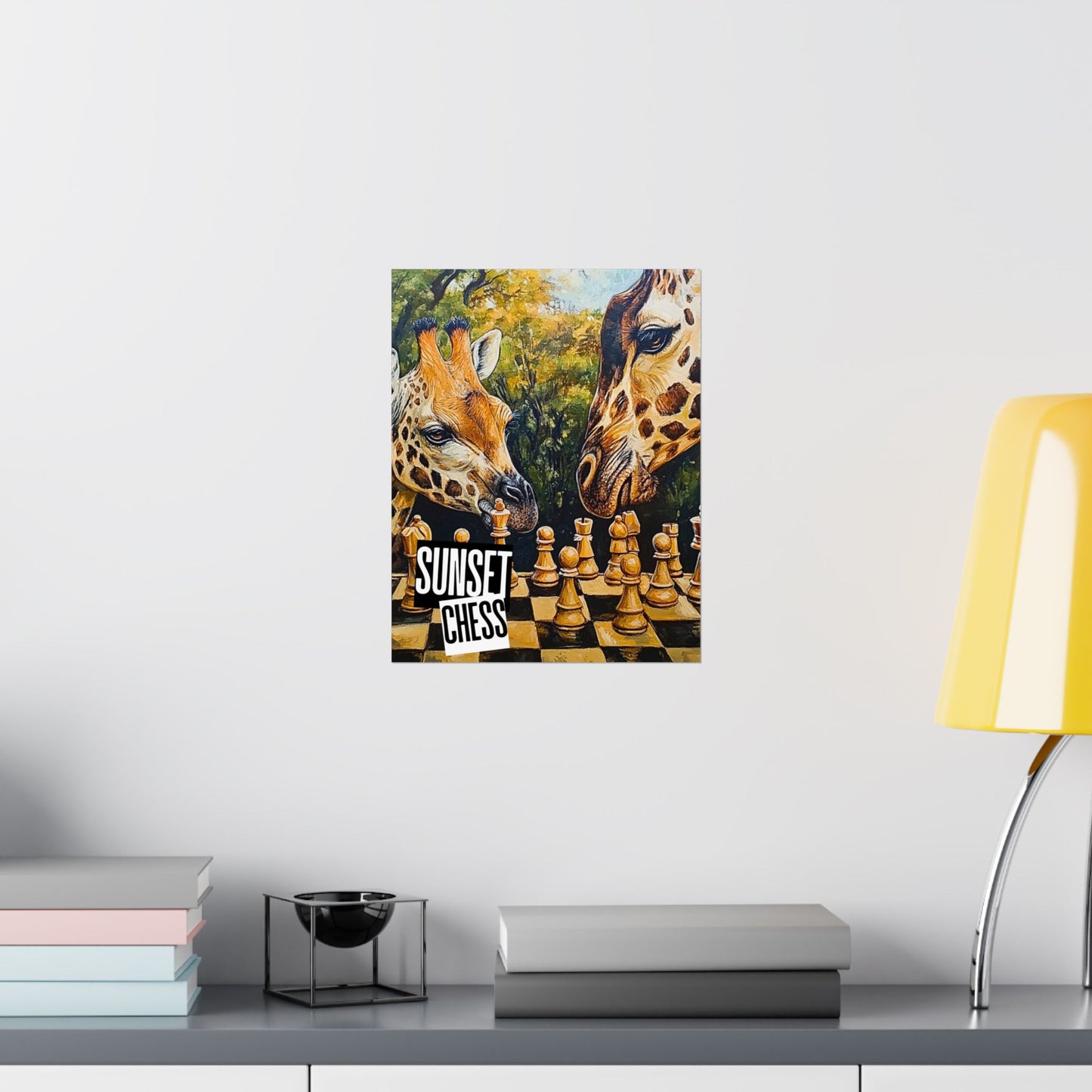 Giraffes Play Chess - Matte Vertical Poster 11"x14"