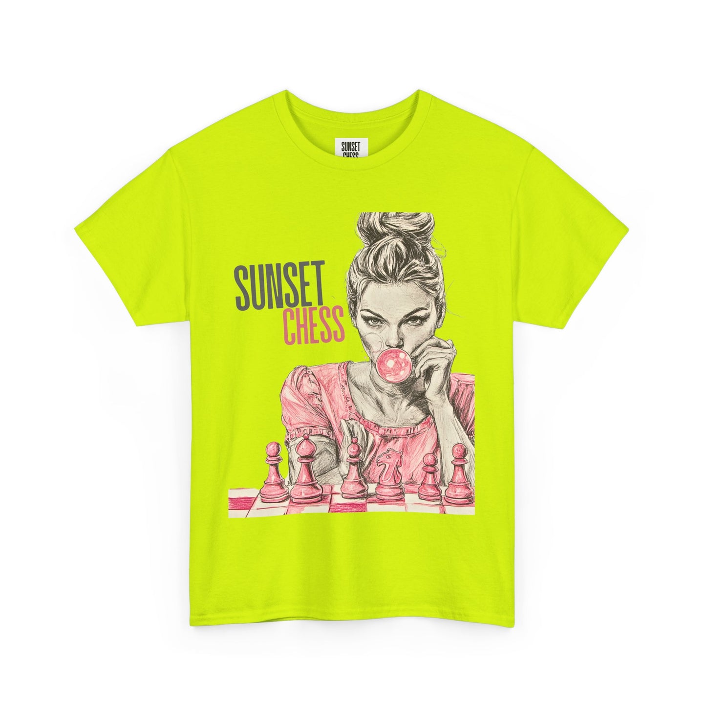 Lime Green - Women Bubble Blowing - Unisex Heavy Cotton Tee