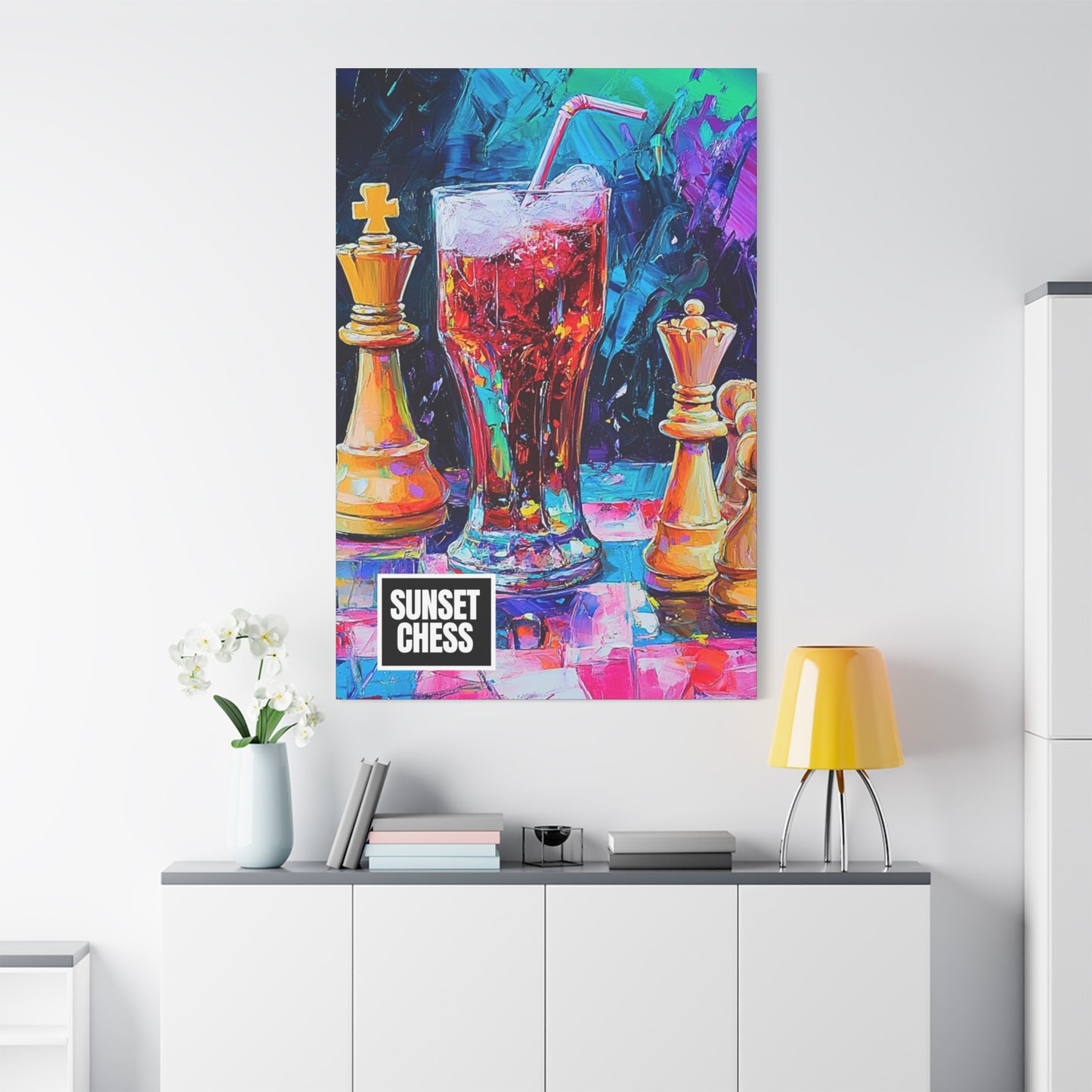 Soda Pop & Chess - Canvas Chess Print 40"x60"