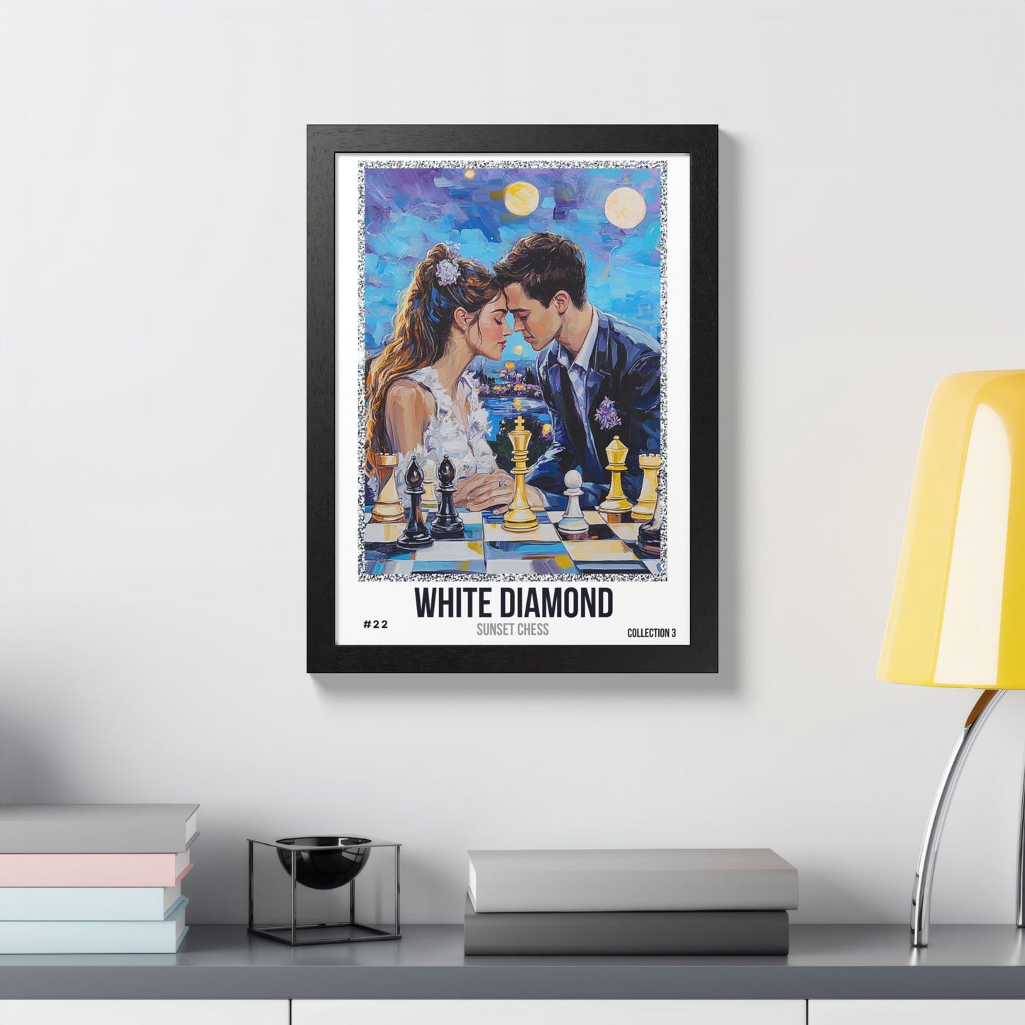 White Diamond - Collection 3 Card #22 - Sunset Card Poster Framed 12"x16"