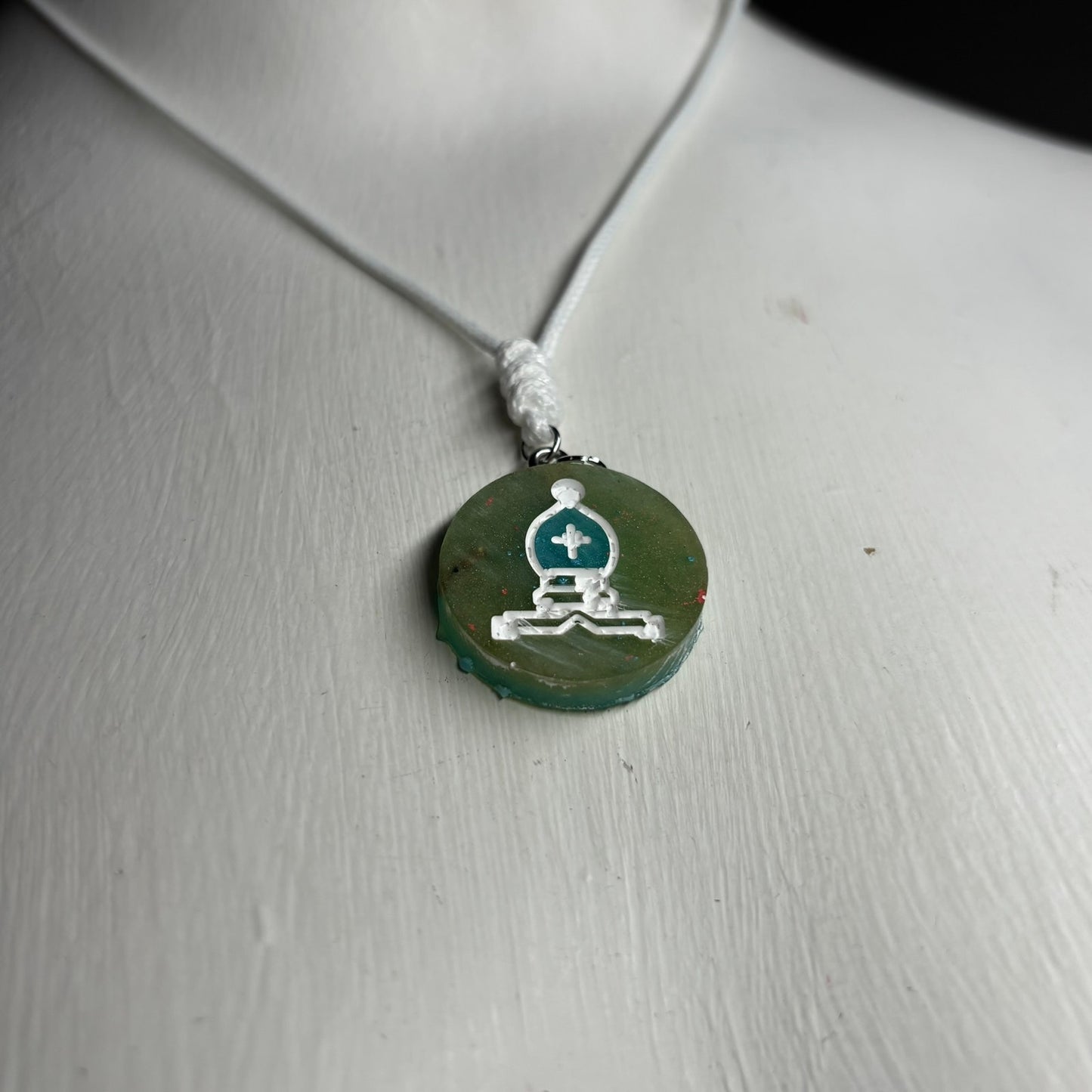 Swamp Green Bishop - Handmade Resin Chess Necklace