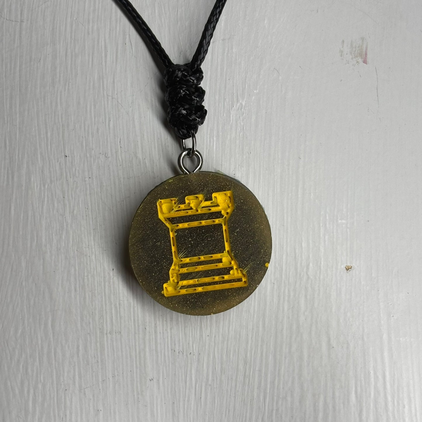 Dark Green Rook - Handmade Resin Chess Necklace