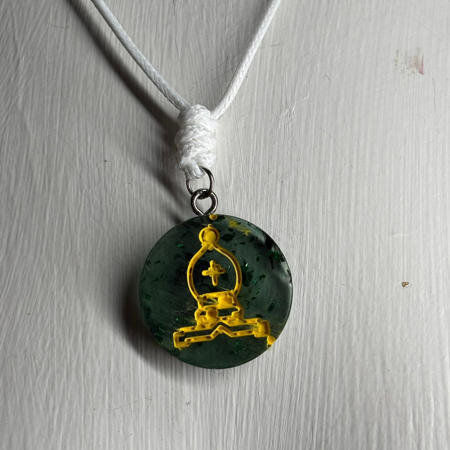 Forest Green Bishop - Handmade Resin Chess Necklace