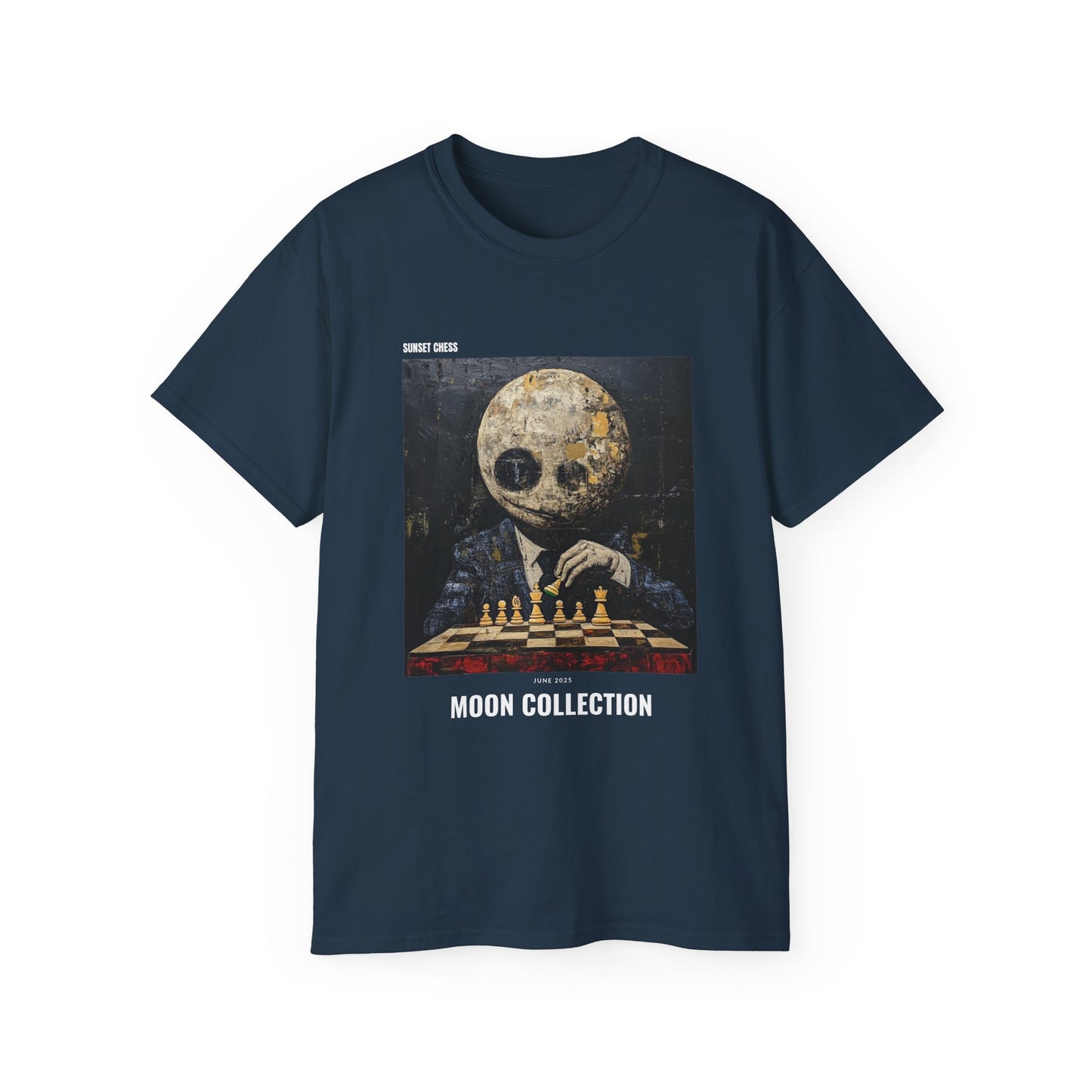 Moon Head - Dusk Blue Chess T Shirt