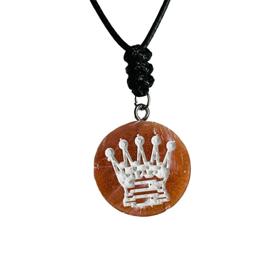 Orange Queen - Handmade Resin Chess Necklace