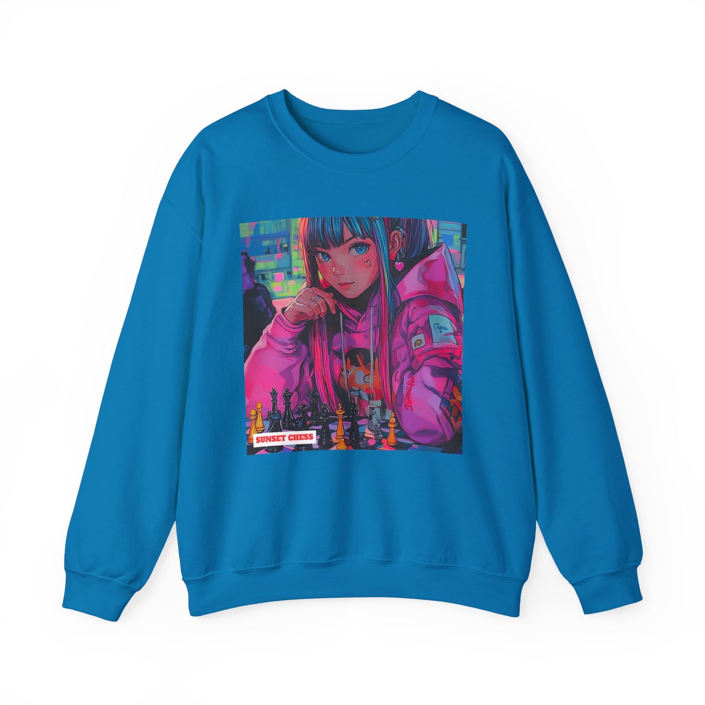 A Young Prodigy - Sapphire Blue Chess Crewneck Sweater