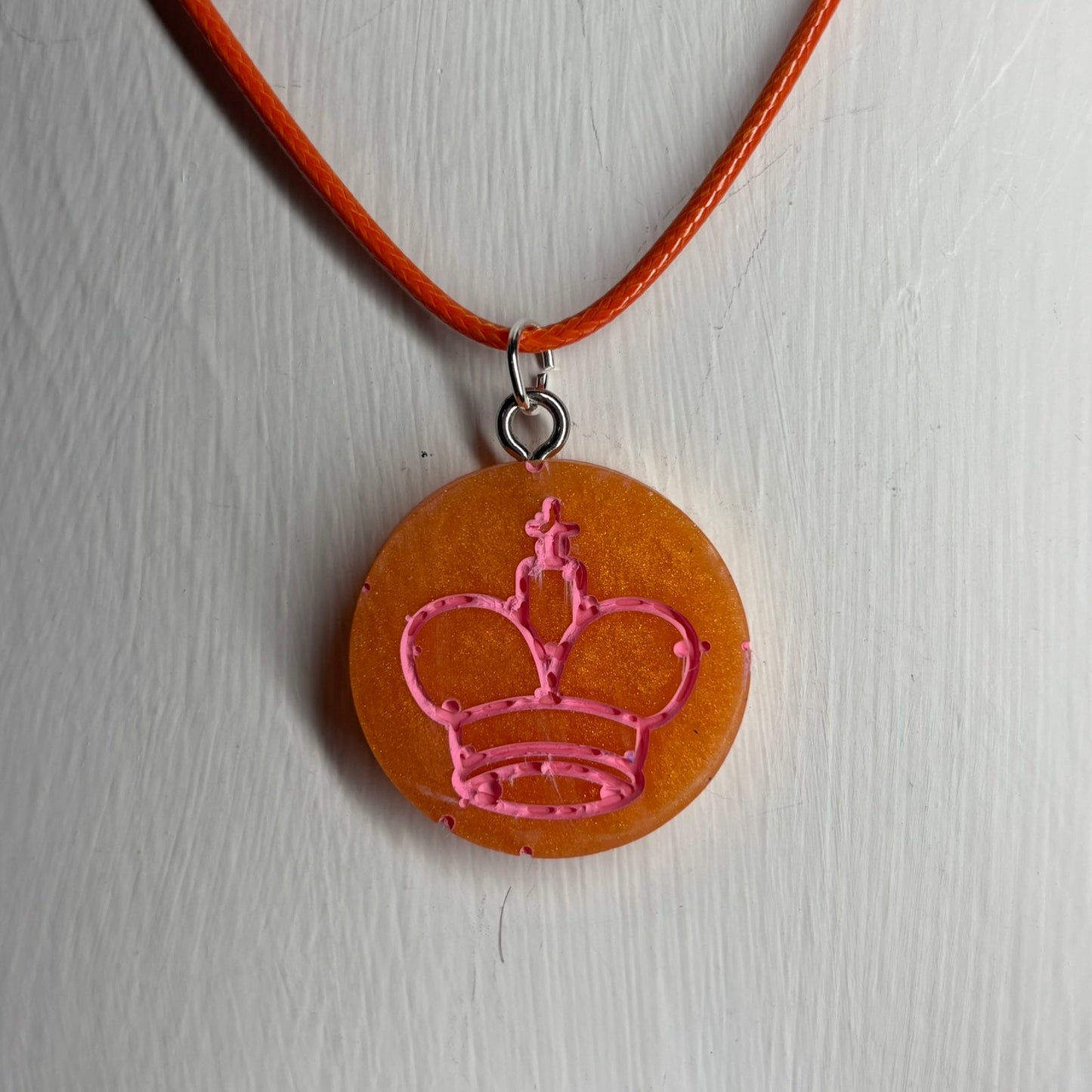 Sunset Pink King - Handmade Resin Chess Necklace