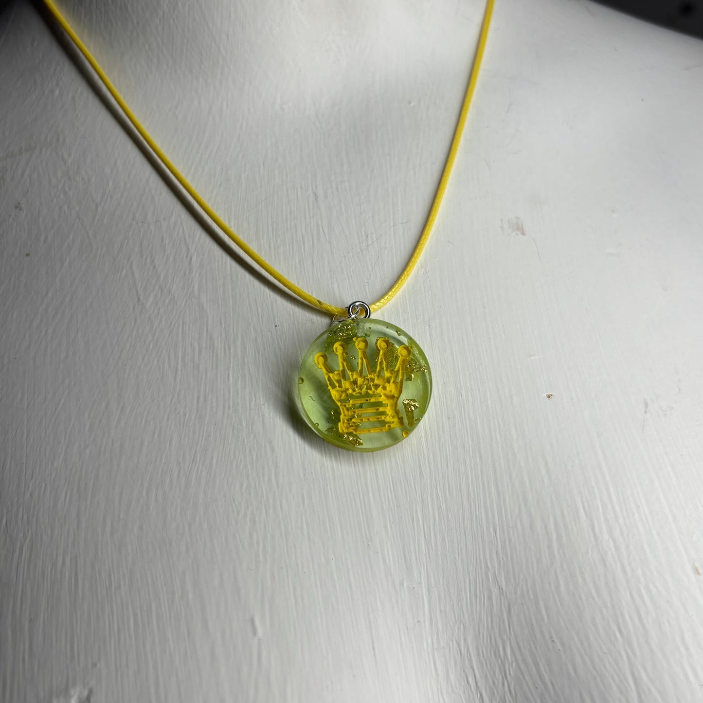 Green Yellow Queen - Handmade Resin Chess Necklace