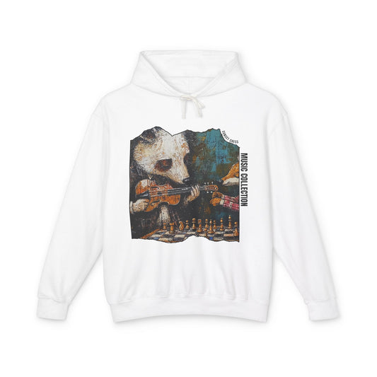 Panda Plays Guitar - White Chess Hoodie