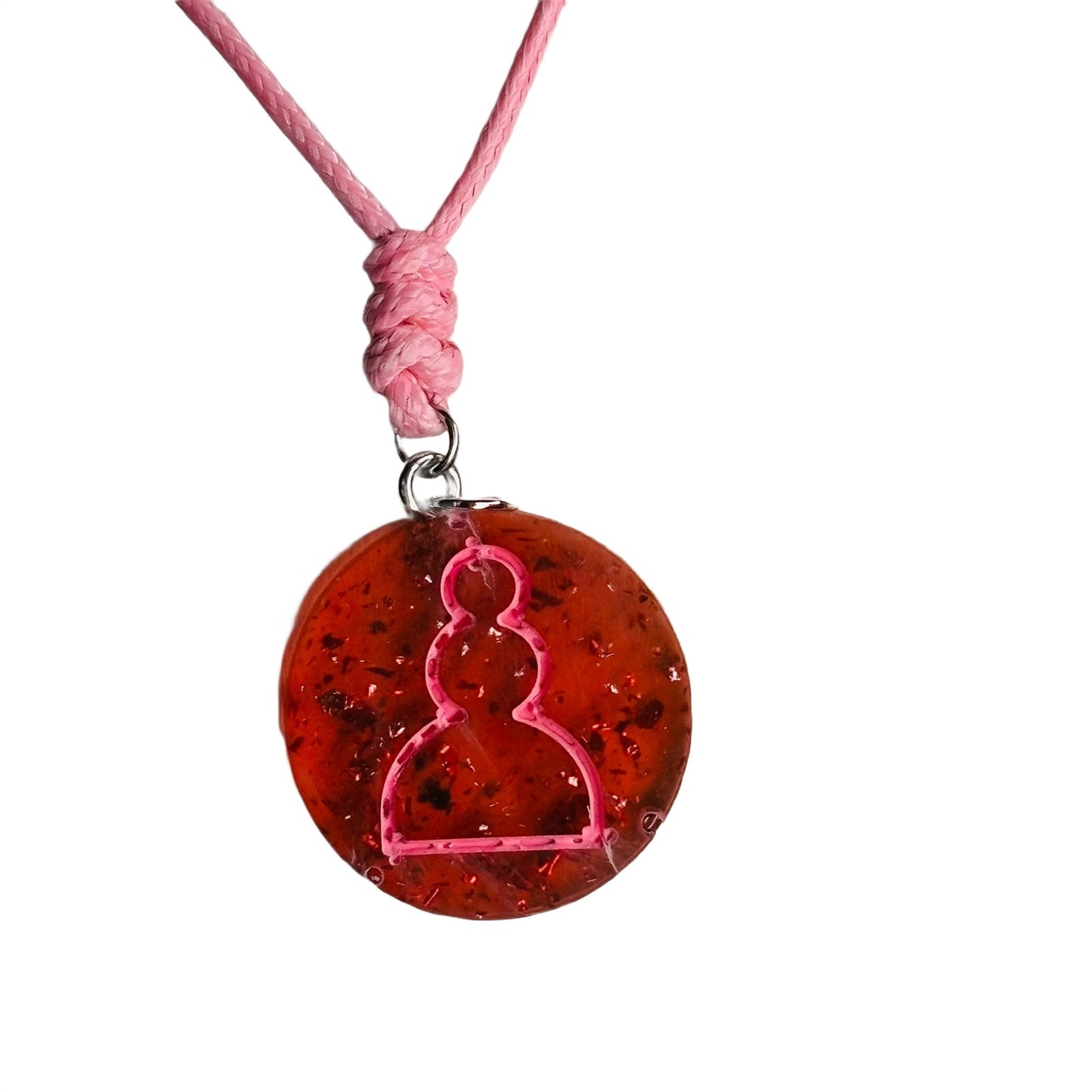 Red Crystal Pawn - Handmade Resin Chess Necklace